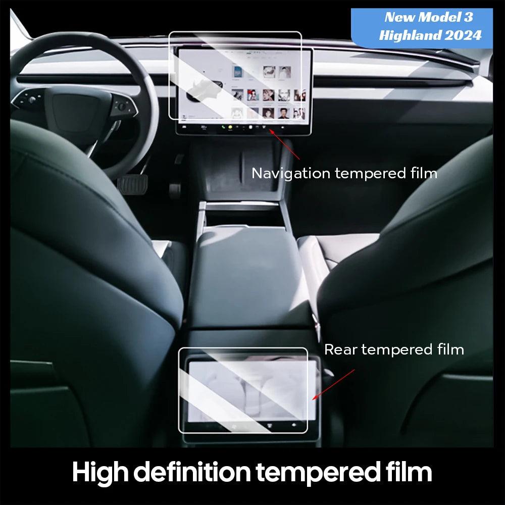 Tesla Model 3/Y Tempered Glass protector for Front and Rear Row Center Screen Highland Model 3 - Tesslaract