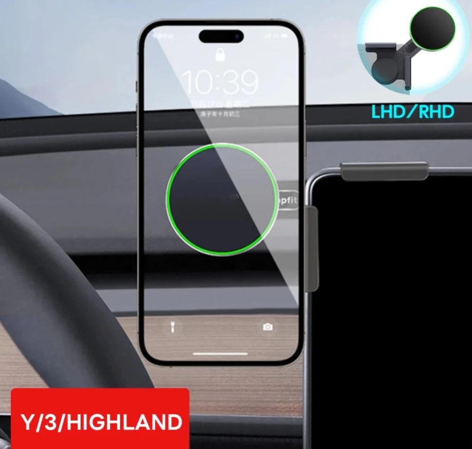 Tesla Model 3/Y/S/X Car Phone Holder Screen Side Mount Magnetic Wireless Charger (15W Fast Charging) with Free Adjustable Features - Tesslaract