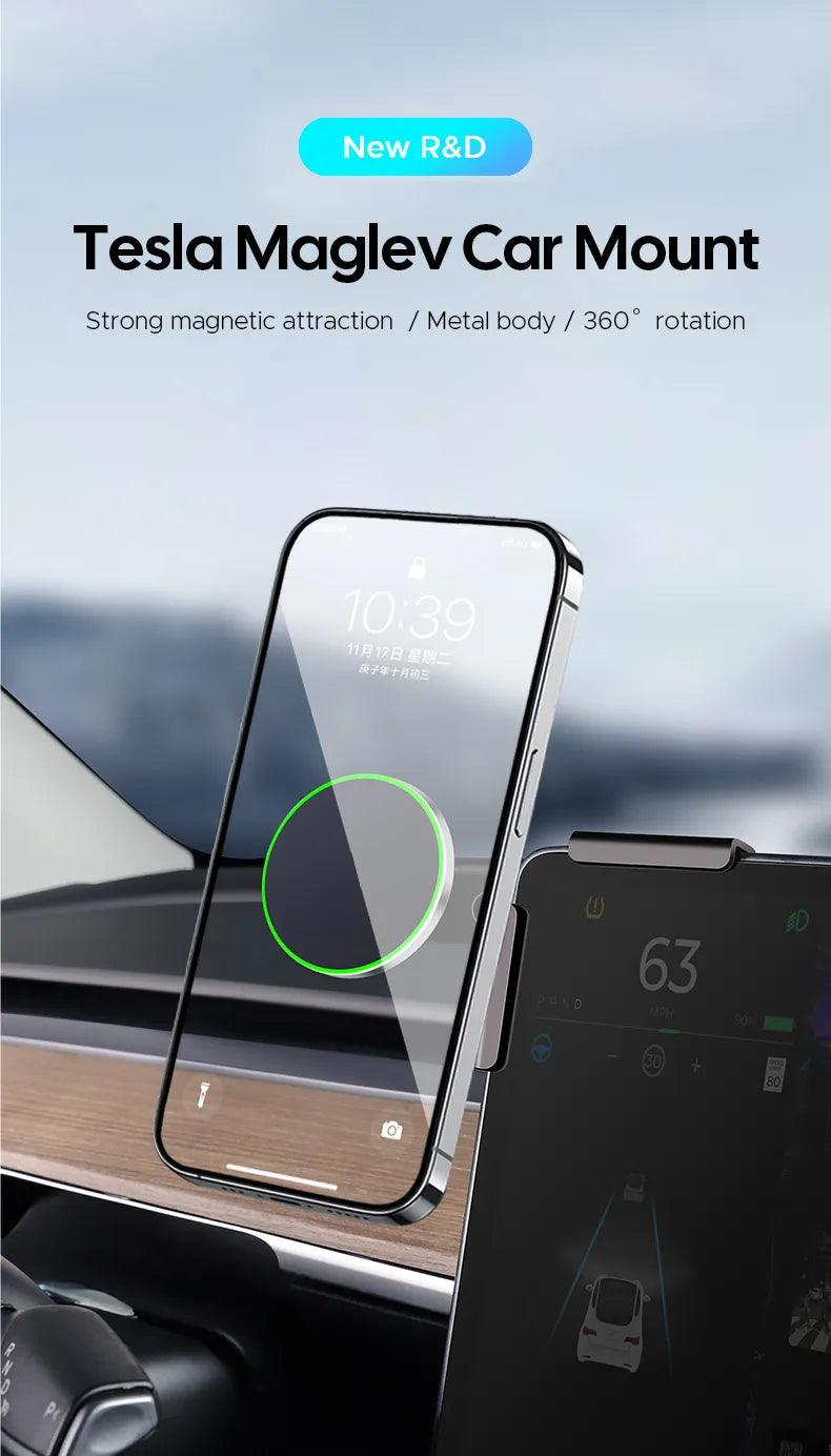 Tesla Model 3/Y/S/X Car Phone Holder Screen Side Mount Magnetic Wireless Charger (15W Fast Charging) with Free Adjustable Features - Tesslaract