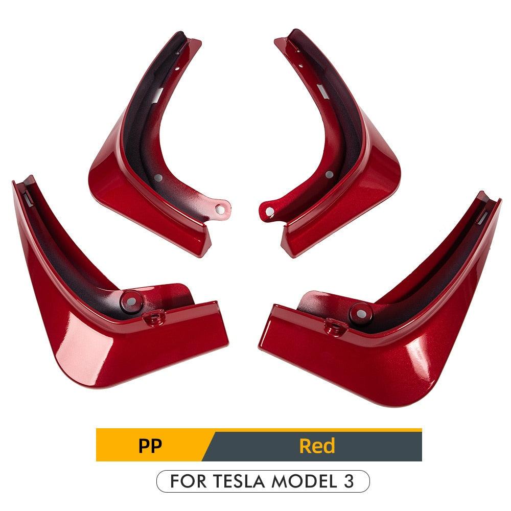 Tesla Model 3 Mud Flaps Splash Guards Fender Matte Black Carbon Fiber ABS Mudguards - Tesslaract